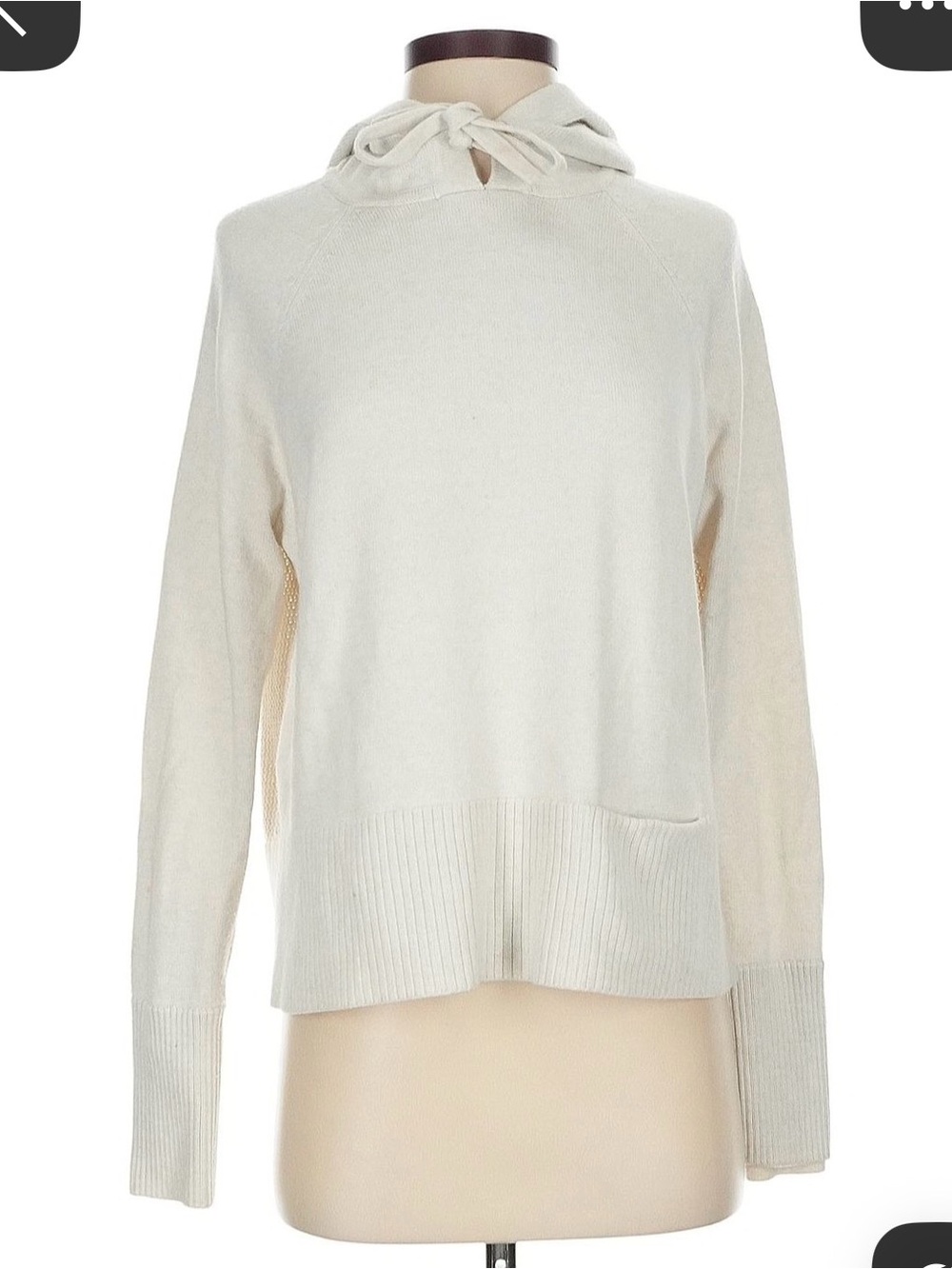 Athleta Cream Knit Hoodie Sweater